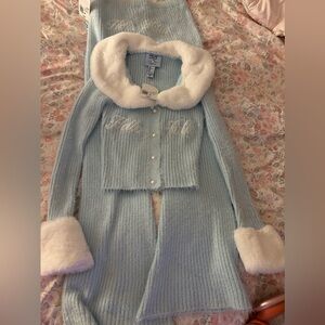 Hello Kitty forever21 winter knit sweater and flare pant sz M